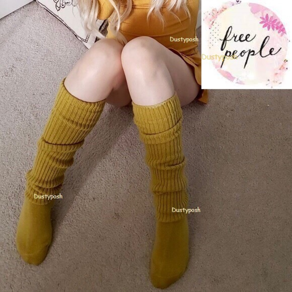 Free People Bulky Over The Knee Socks Boot Thigh Long Ribbed OTK Cozy Vintage - Picture 3 of 15